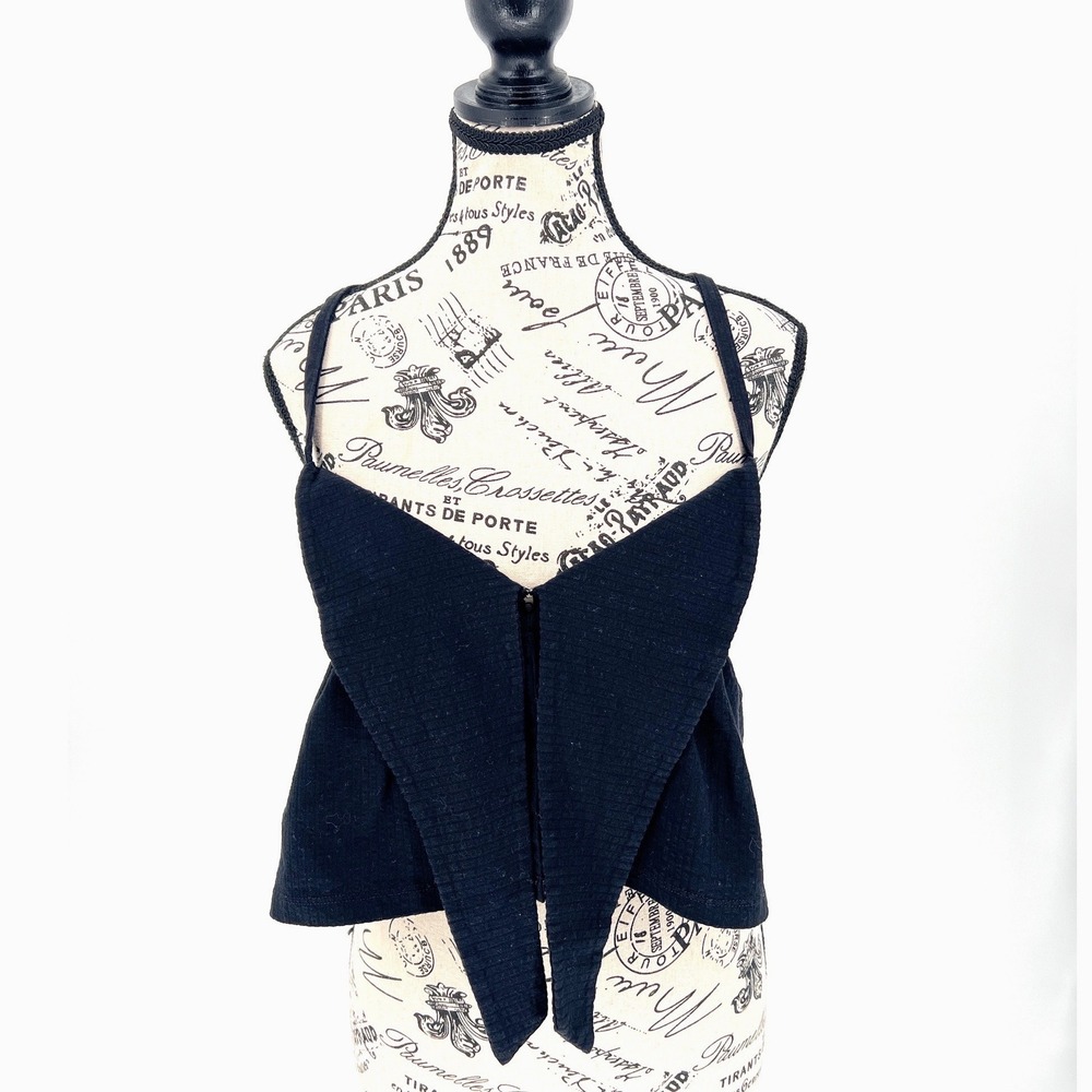 J. Crew Womens Black Smocked Back Crop Camisole Top Medium Preppy Minimalist EUC